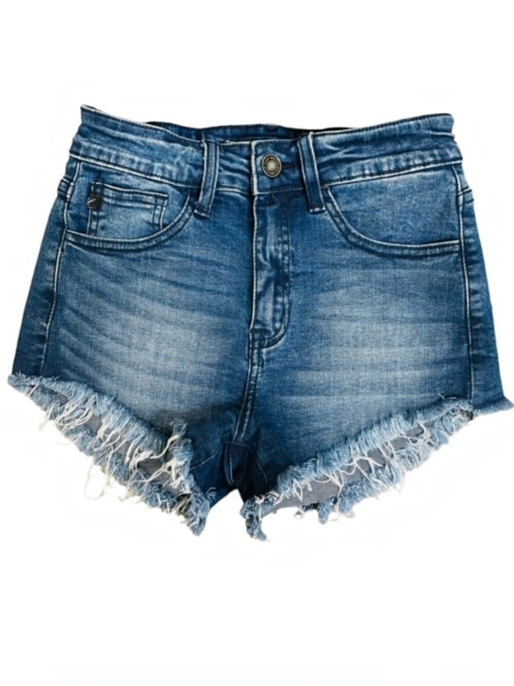KANCAN Girlfriend High Rise Frayed Hem Stretch Jean Shorts - Size 25